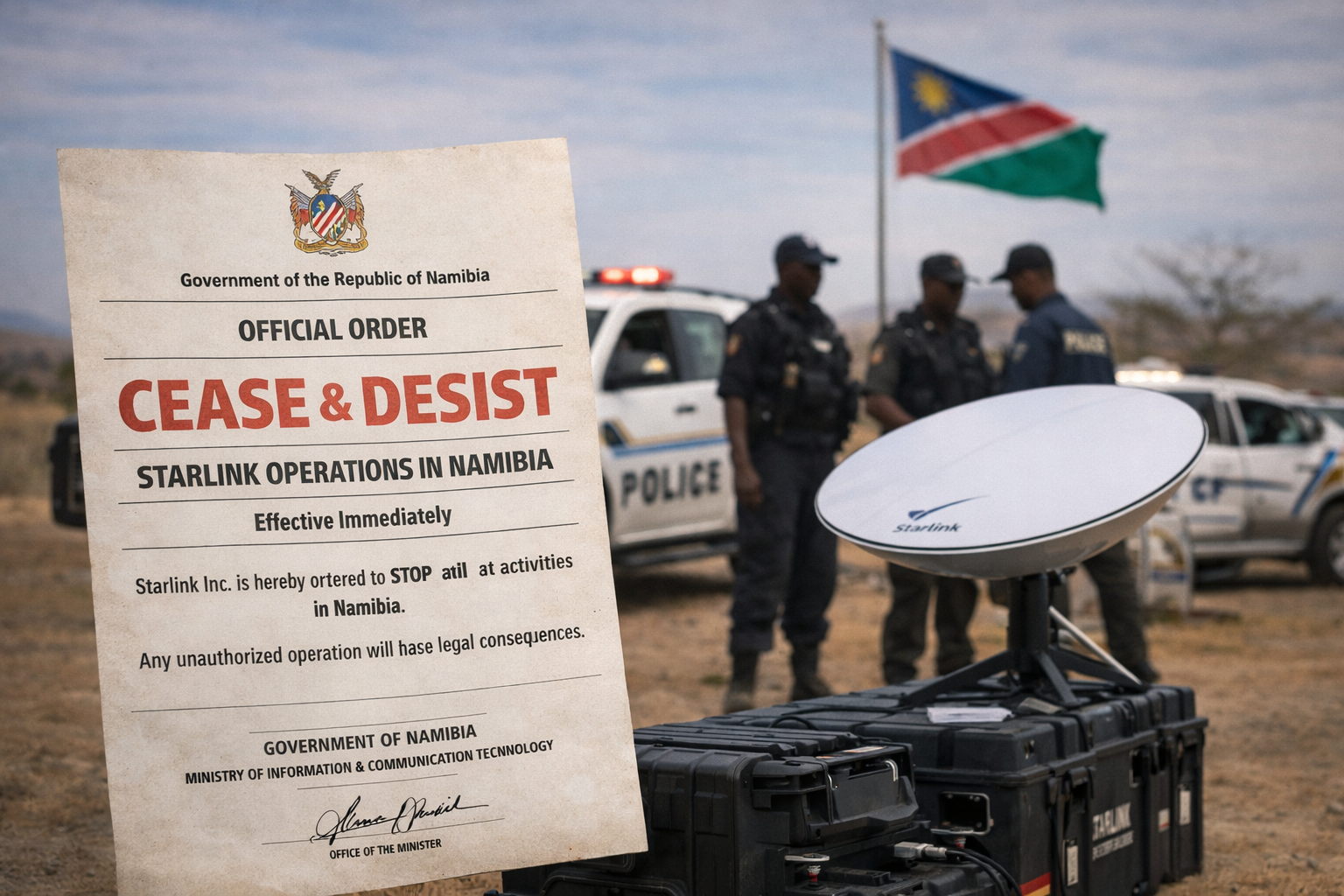 Namibia has ordered Starlink Inc. to halt all operations in the southwest African country immediately.