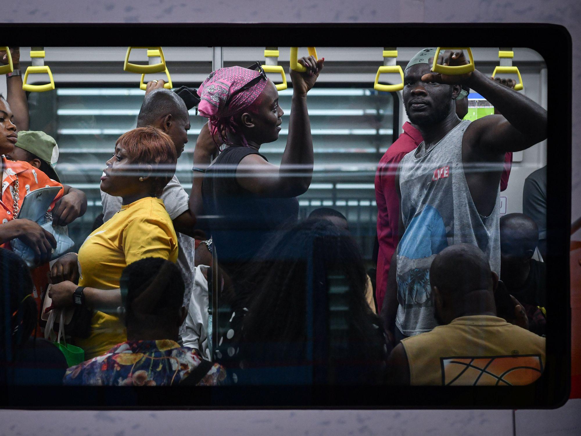 A Lagos Red Line train arrives at the station as the city expands its rail fleet to improve daily commuting for millions of residents.