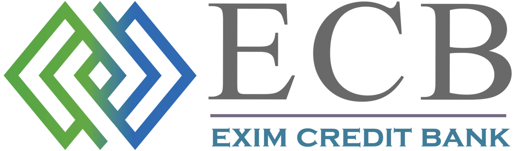 Official green and blue Exim Credit Bank ECB logo